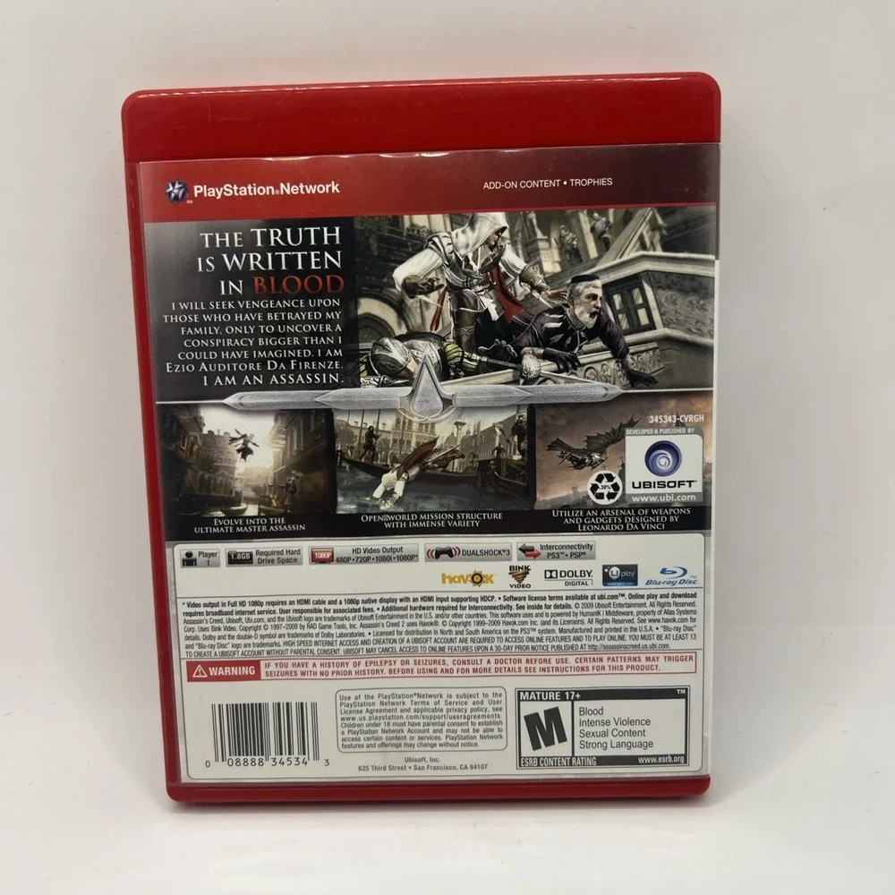Assassin's Creed II 2 PS3 Sony Playstation 3 CIB Complete w/ Manual Tested